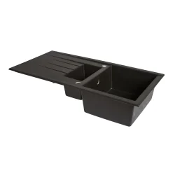 Évier en résine noire mate 1,5 bacs à encastrer Ising