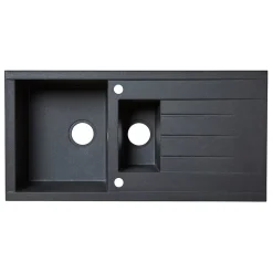 Évier en résine noire mate 1,5 bacs à encastrer Ising