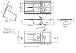 Évier en résine noire mate 2 bacs à encastrer Ising