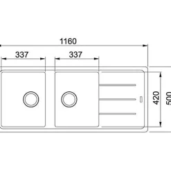 Évier FRANKE Boston BFG 621 2 bols fragranite avoine 1160x500 mm