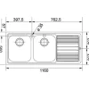 Évier FRANKE LLX 621 inox satiné 2 bacs 1160x500 mm