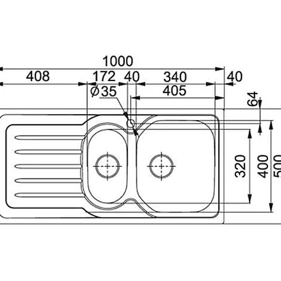 Évier Franke OLX 651 Acier inoxydable 1000 x 500 mm