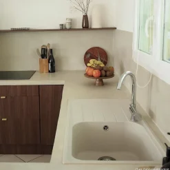 Évier granit beige everest Schock VIOLA 1 grand bac 1 égouttoir