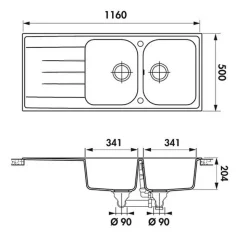 Évier granit beige everest Schock VIOLA 2 bacs 1 égouttoir