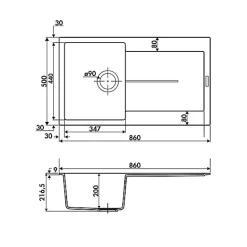Évier granit beige Luisina TAM TAM 1 bac 1 égouttoir