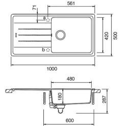 Évier granit blanc Schock ELEMENT 1 grand bac 1 égouttoir