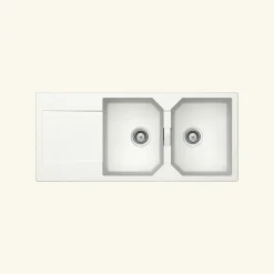 Évier granit blanc Schock MANHATTAN 2 bacs 1 égouttoir