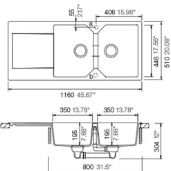 Évier granit blanc Schock MANHATTAN 2 bacs 1 égouttoir
