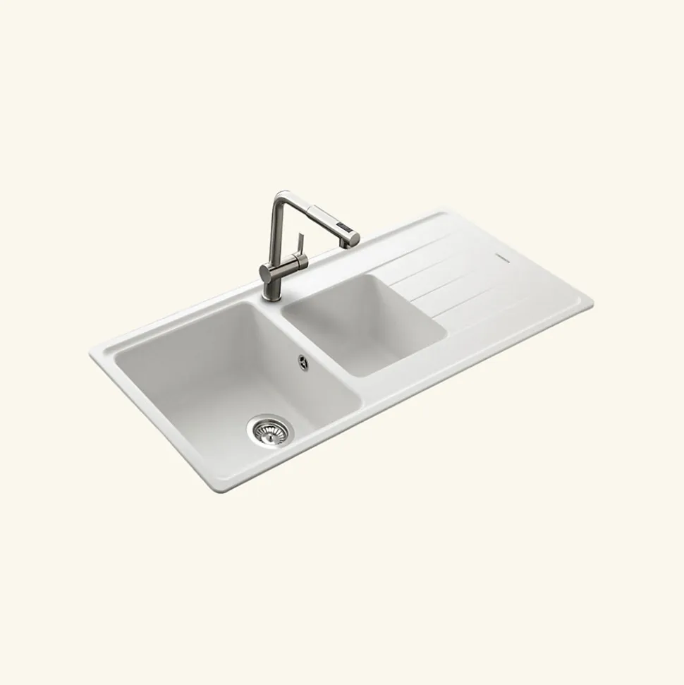 Évier granit blanc Schock ELEMENT 2 bacs 1 égouttoir