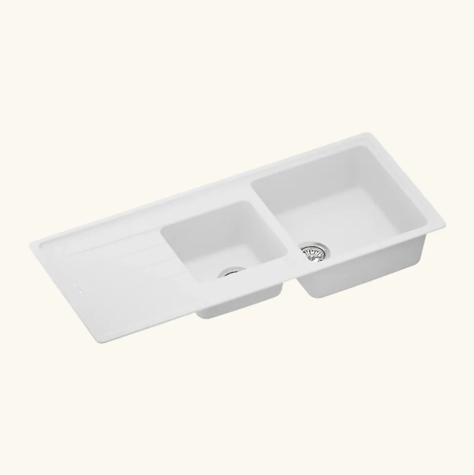 Évier granit blanc Schock ELEMENT 2 bacs 1 égouttoir