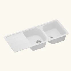 Évier granit blanc Schock FORMHAUS 2 bacs 1 égouttoir