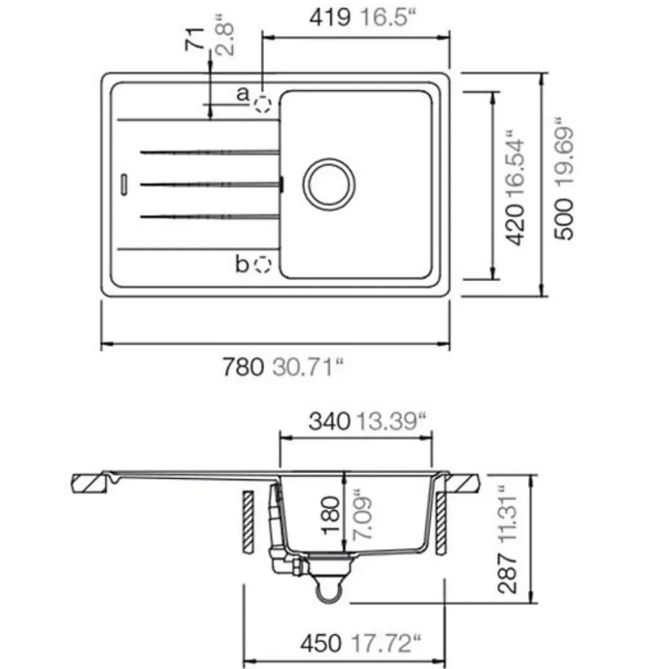 Évier granit blanc Schock ELEMENT 1 bac 1 égouttoir
