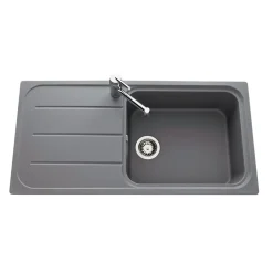 Évier granit gris Ewi OGLIO 1 grand bac 1 égouttoir