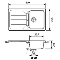 Évier granit gris Schock FORMHAUS 1 bac 1 égouttoir