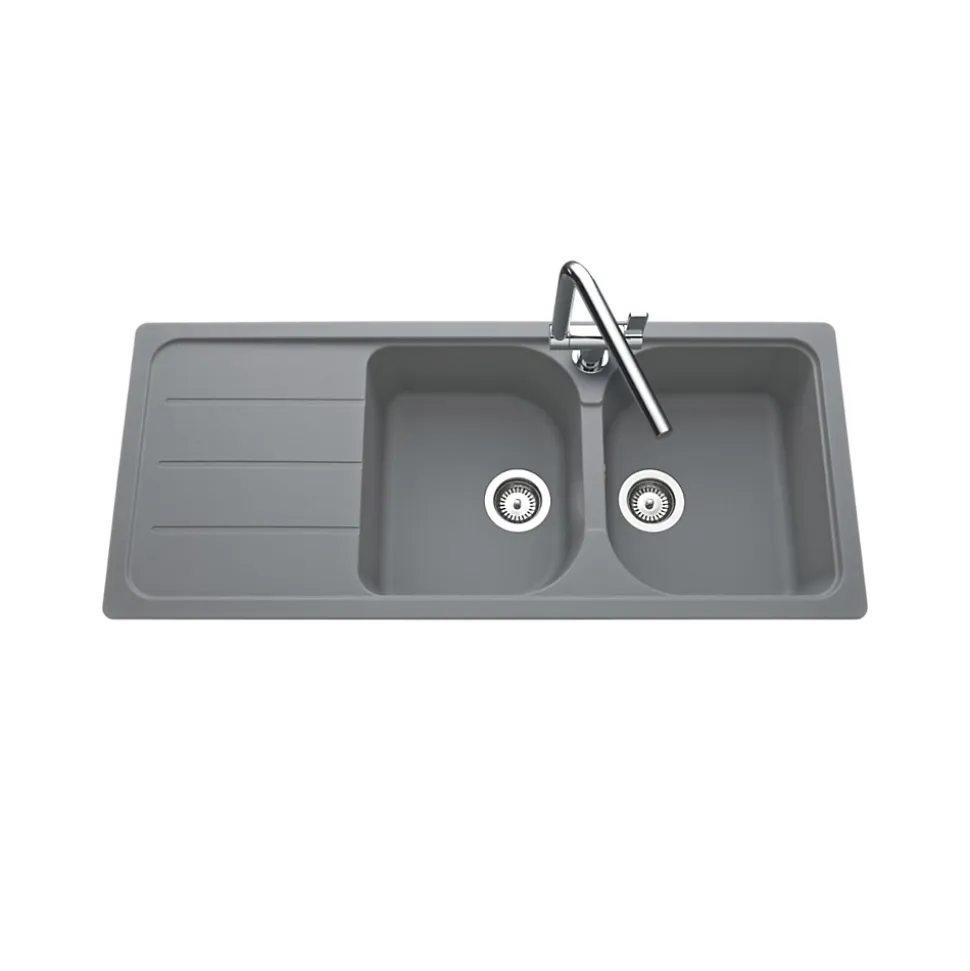 Évier granit gris Schock FORMHAUS 2 bacs 1 égouttoir