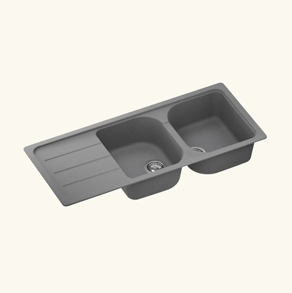 Évier granit gris Schock FORMHAUS 2 bacs 1 égouttoir