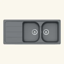 Évier granit gris Schock FORMHAUS 2 bacs 1 égouttoir