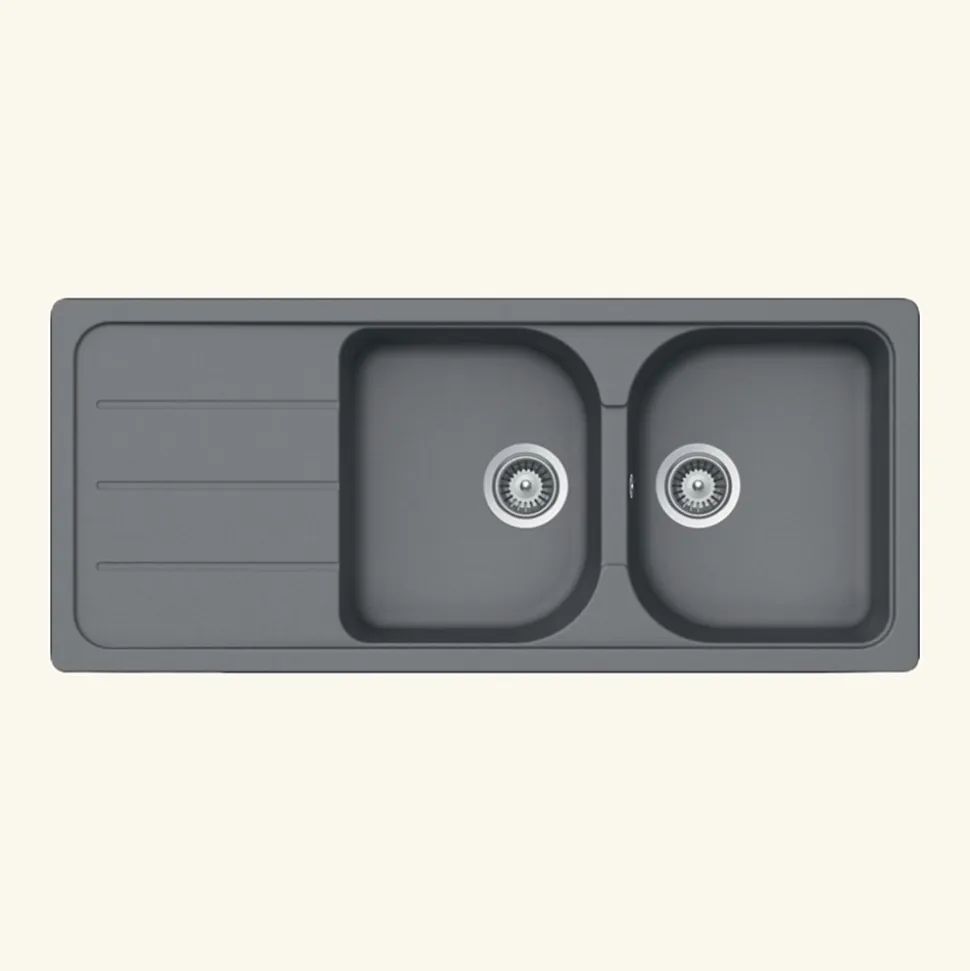 Évier granit gris Schock FORMHAUS 2 bacs 1 égouttoir