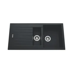 Évier granit noir ALBEY 1 bac et demi - 1 égouttoir