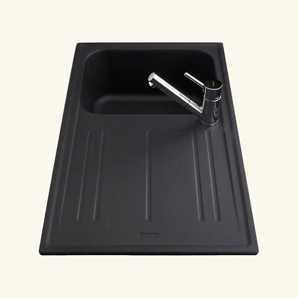 Évier granit noir Ewi HOLIDAY 1 bac 1 égouttoir