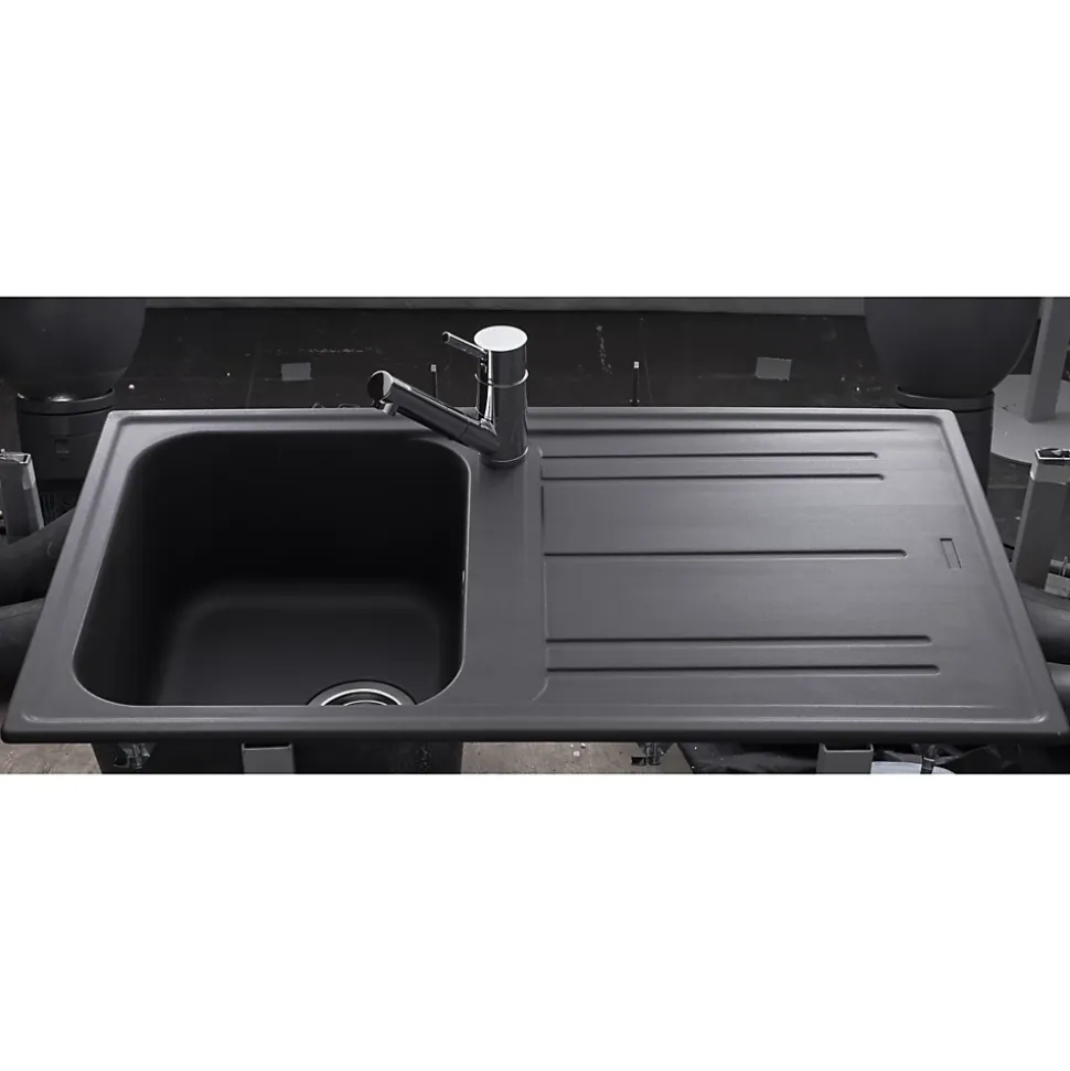 Évier granit noir Ewi HOLIDAY 1 bac 1 égouttoir