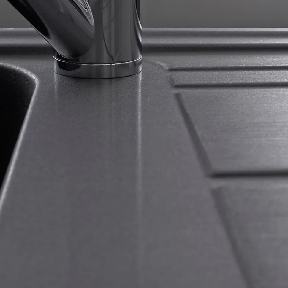 Évier granit noir Ewi HOLIDAY 1 bac 1 égouttoir