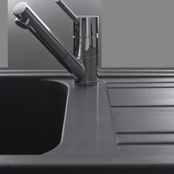 Évier granit noir Ewi HOLIDAY 1 bac 1 égouttoir