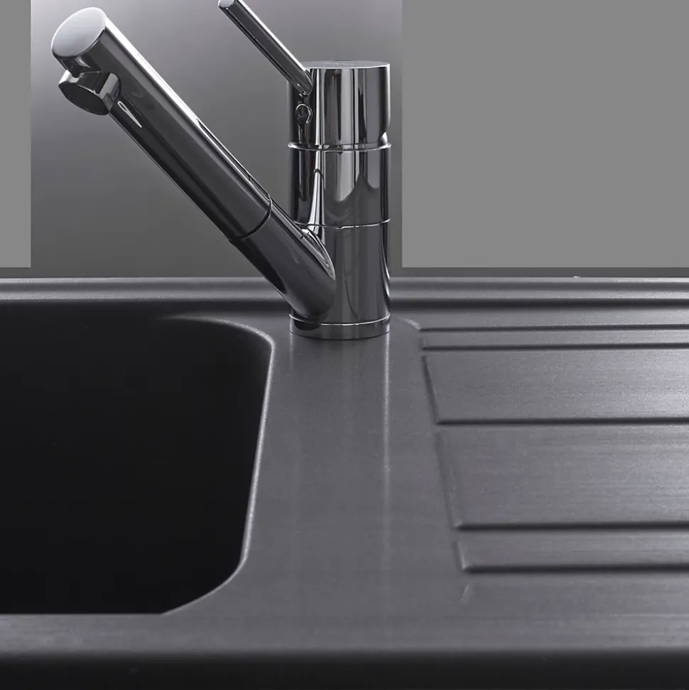 Évier granit noir Ewi HOLIDAY 1 bac 1 égouttoir