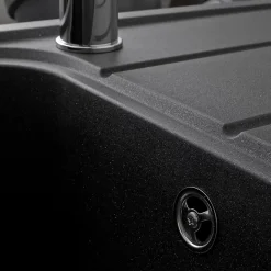 Évier granit noir Ewi OGLIO 1 grand bac 1 égouttoir