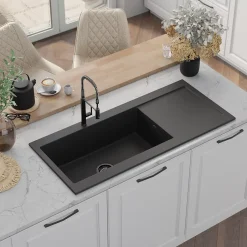 Évier granit noir Kümbad YUNA 1 très grand bac - 1 égouttoir