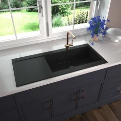 Évier granit noir Kümbad YUNA 1 très grand bac - 1 égouttoir