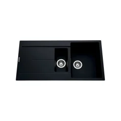 Évier granit noir Luisina TAM TAM 1 bac et demi - 1 égouttoir