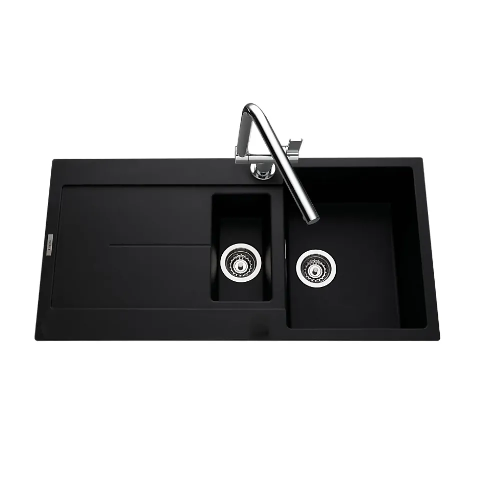 Évier granit noir Luisina TAM TAM 1 bac et demi - 1 égouttoir