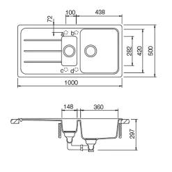 Évier granit noir Schock FORMHAUS 1 bac et demi - 1 égouttoir