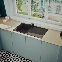 Évier granit noir Schock FORMHAUS 1 bac 1 égouttoir