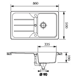 Évier granit noir Schock FORMHAUS 1 bac 1 égouttoir