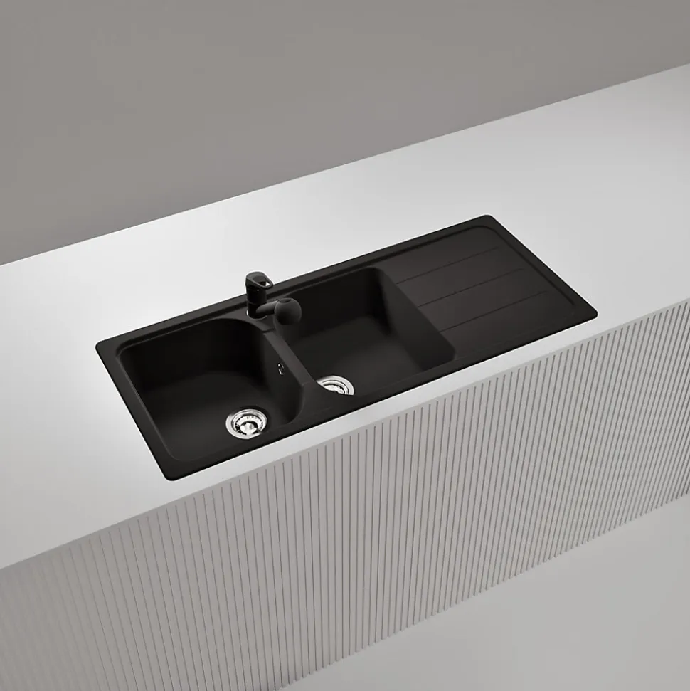 Évier granit noir Schock FORMHAUS 2 bacs 1 égouttoir