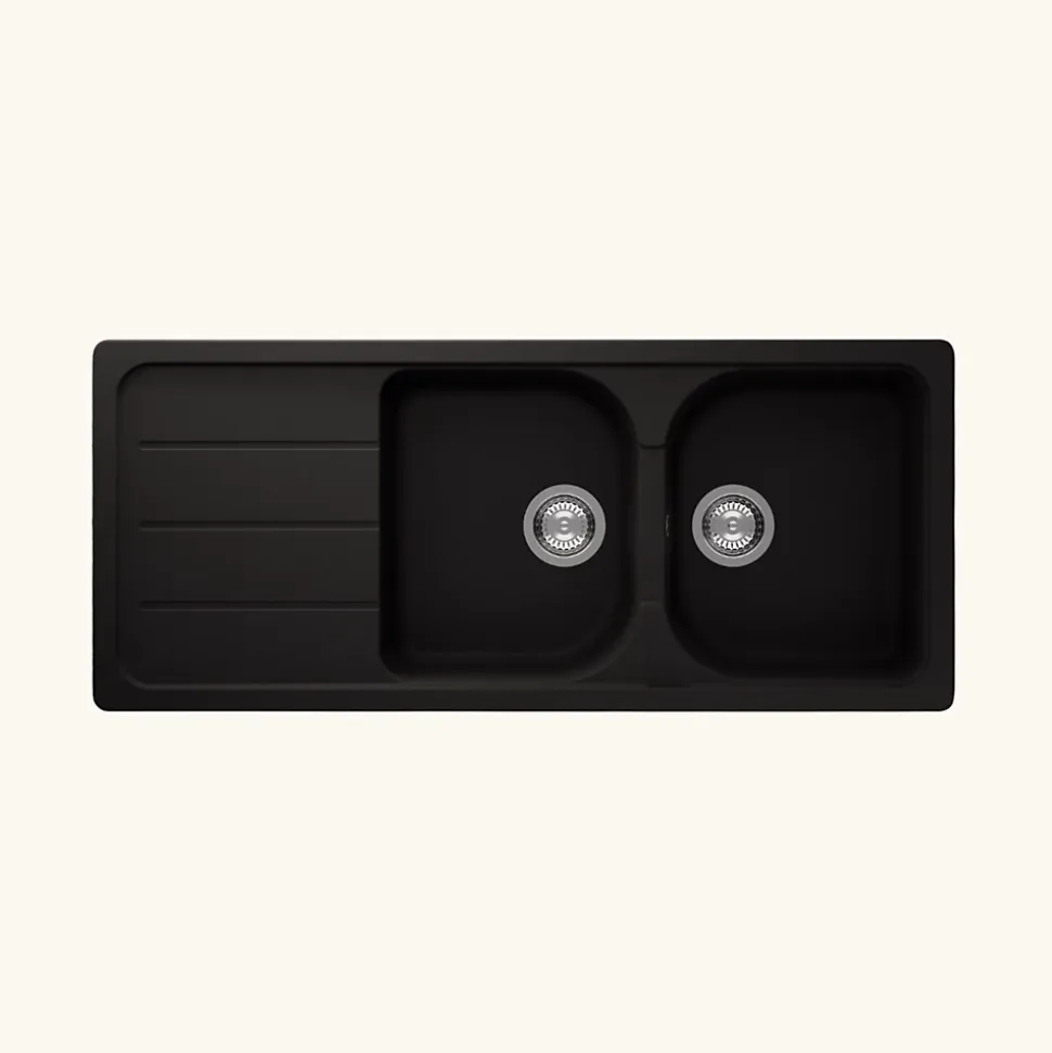 Évier granit noir Schock FORMHAUS 2 bacs 1 égouttoir