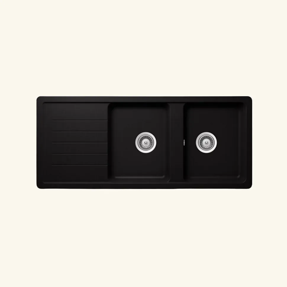 Évier granit noir Schock TOLEDO 2 bacs 1 égouttoir
