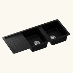 Évier granit noir Schock TOLEDO 2 bacs 1 égouttoir