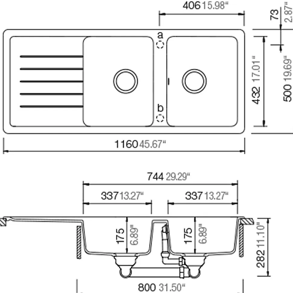 Évier granit noir Schock TOLEDO 2 bacs 1 égouttoir