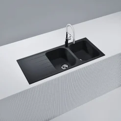 Évier granit noir Schock VIOLA 2 bacs 1 égouttoir