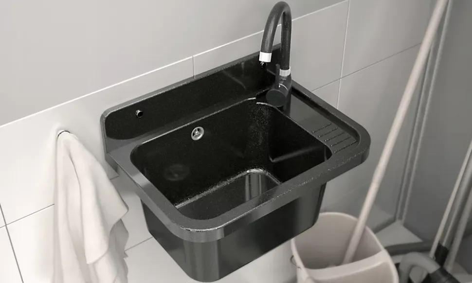 Évier Granitan Paron pour Buanderie, Chaufferie, Garage avec Siphon - 1 set