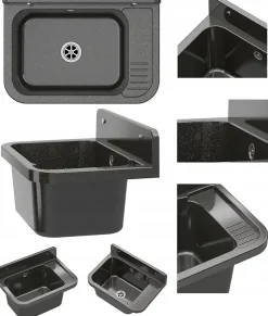 Évier Granitan Paron pour Buanderie, Chaufferie, Garage avec Siphon - 1 set