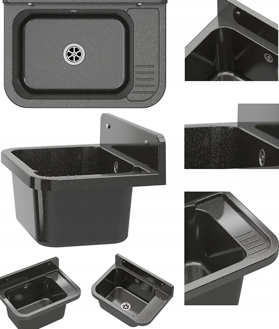 Évier Granitan Paron pour Buanderie, Chaufferie, Garage avec Siphon - 1 set