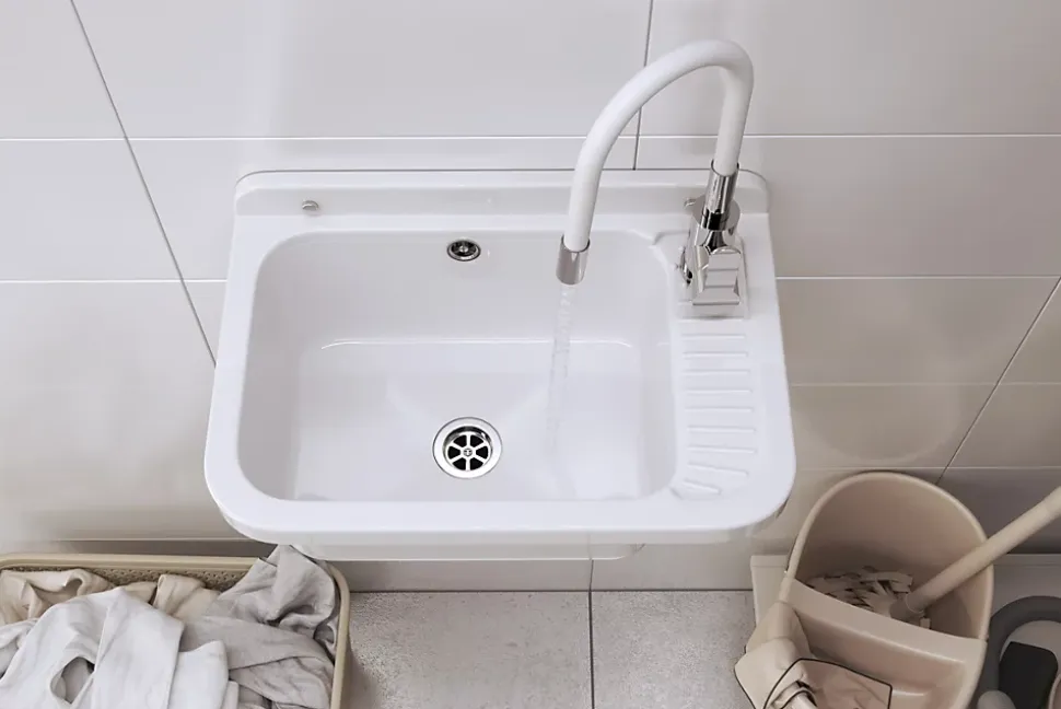 Évier Granitan Polo pour Garage, Buanderie, Local Technique avec Siphon - 1 Set