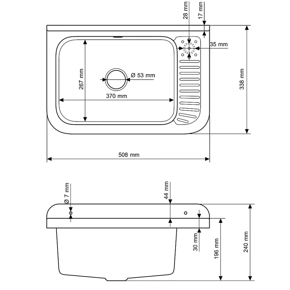 Évier Granitan Polo pour Garage, Buanderie, Local Technique avec Siphon - 1 Set