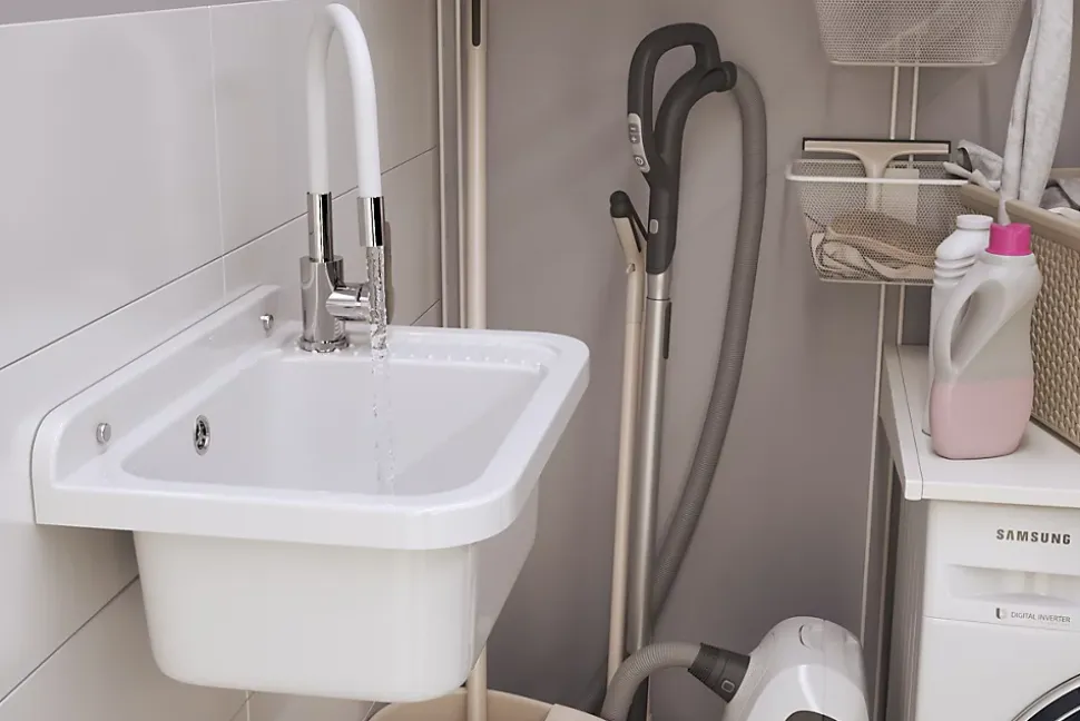 Évier Granitan Polo pour Garage, Buanderie, Local Technique avec Siphon - 1 Set