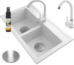 Évier Granitique Granitan Duet Deux Compartiments avec Siphon - Set 1 pc