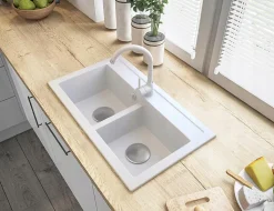 Évier Granitique Granitan Duet Deux Compartiments avec Siphon - Set 1 pc